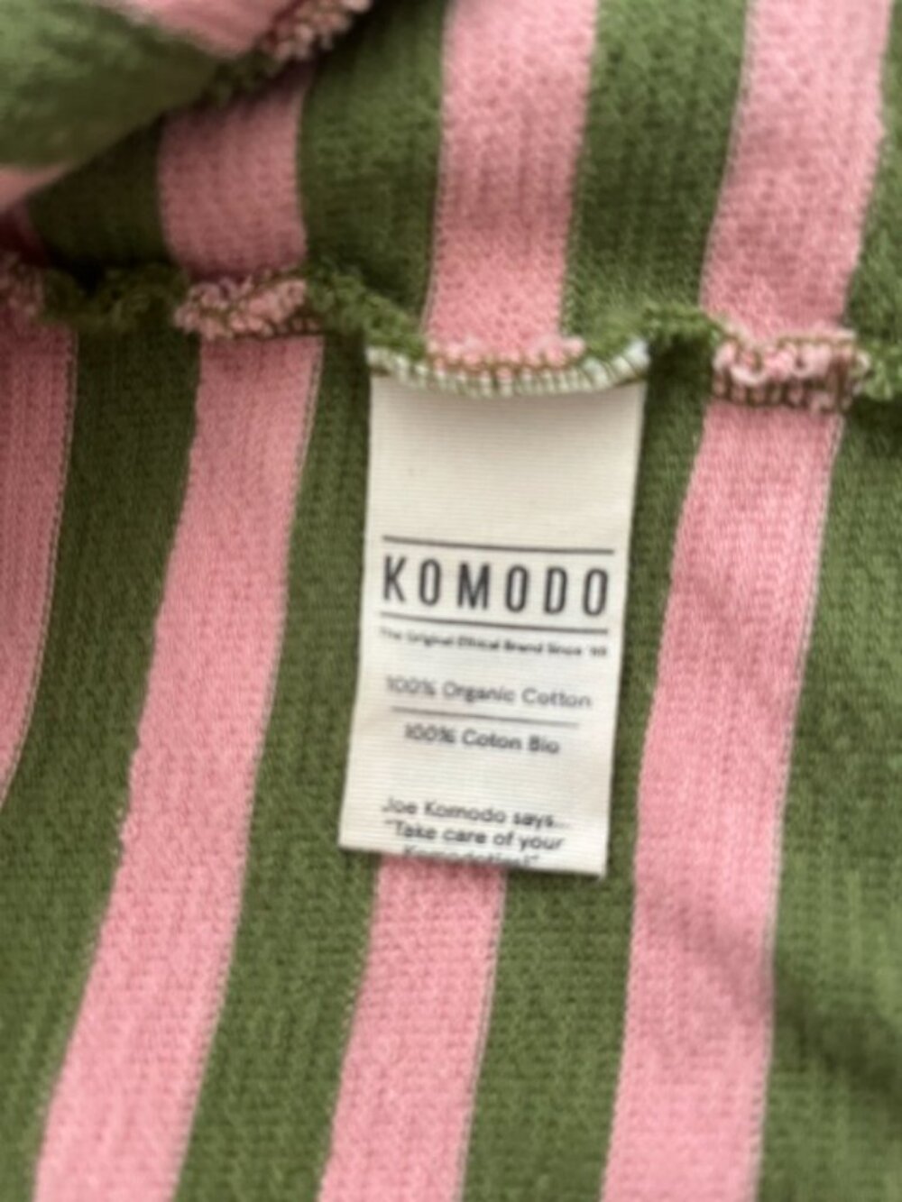 KOMODO Una Organic Cotton Mini Dress in Pink and Green Stripe | Size 6 - Picture 11 of 12